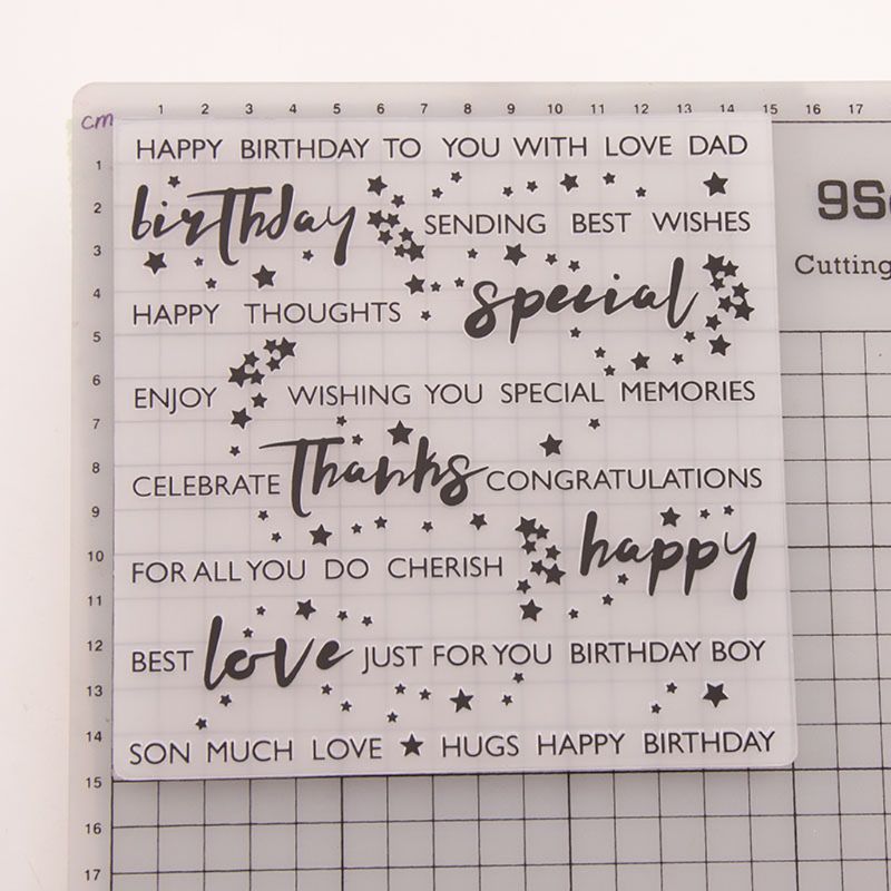 Happy Birthday Plastic Embossing Folder Template DIY Scrapbook Photo Album Card