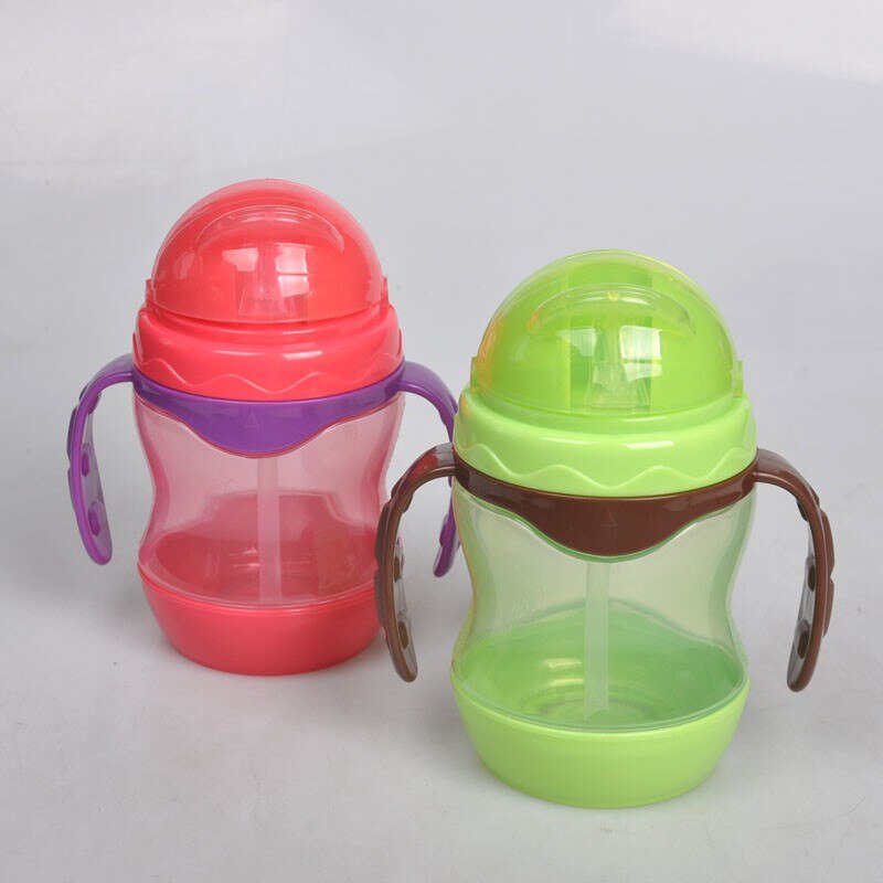 Cute Baby Cup Kids Children Learn Feeding Drinking Water Straw Handle Cup Baby Training Cup Feeding Cup 240ml