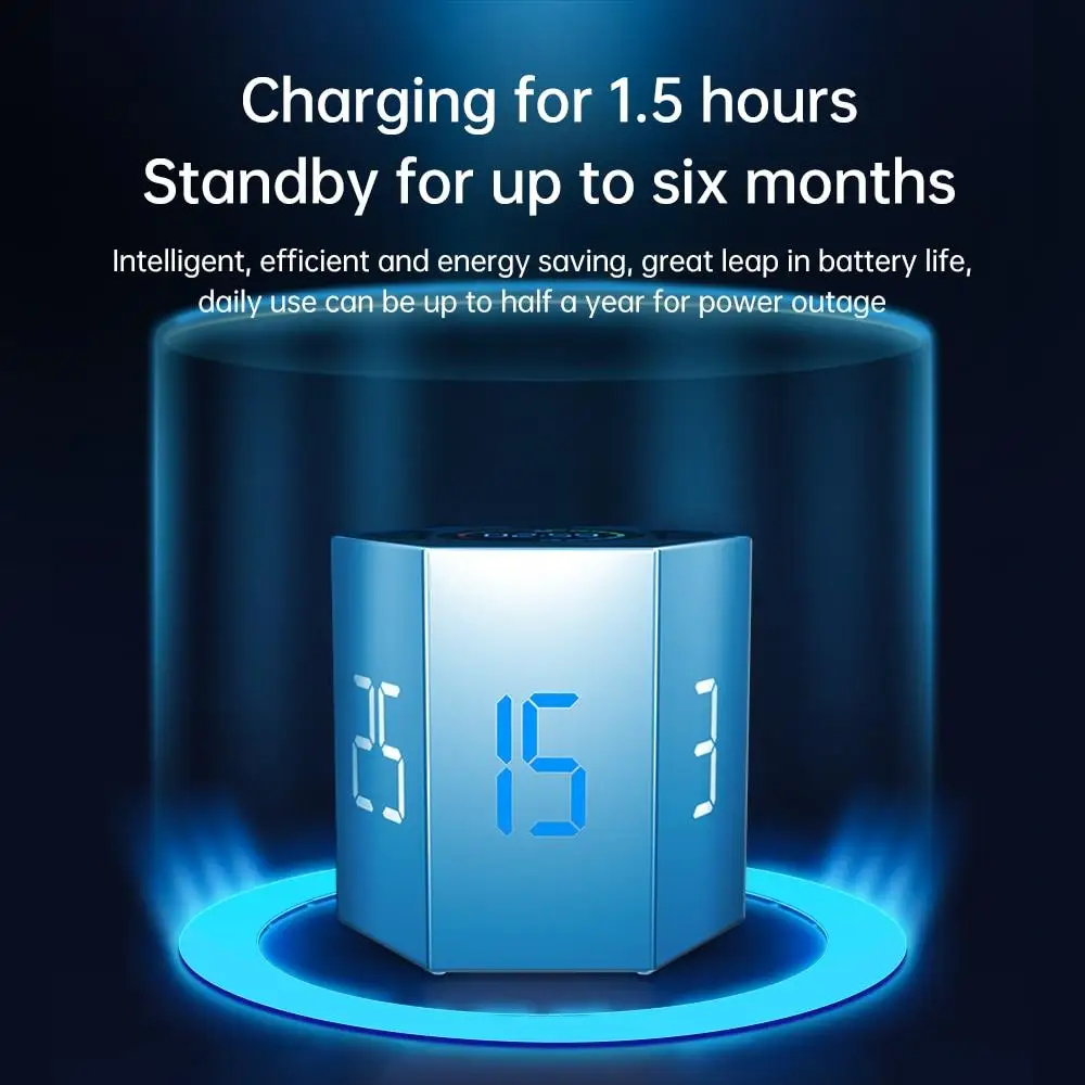USB Timer LED Digital Kitchen Cooking Alarm Clock Countdown Timer Flip Cube Timer for Time Management, Concentration Improvement