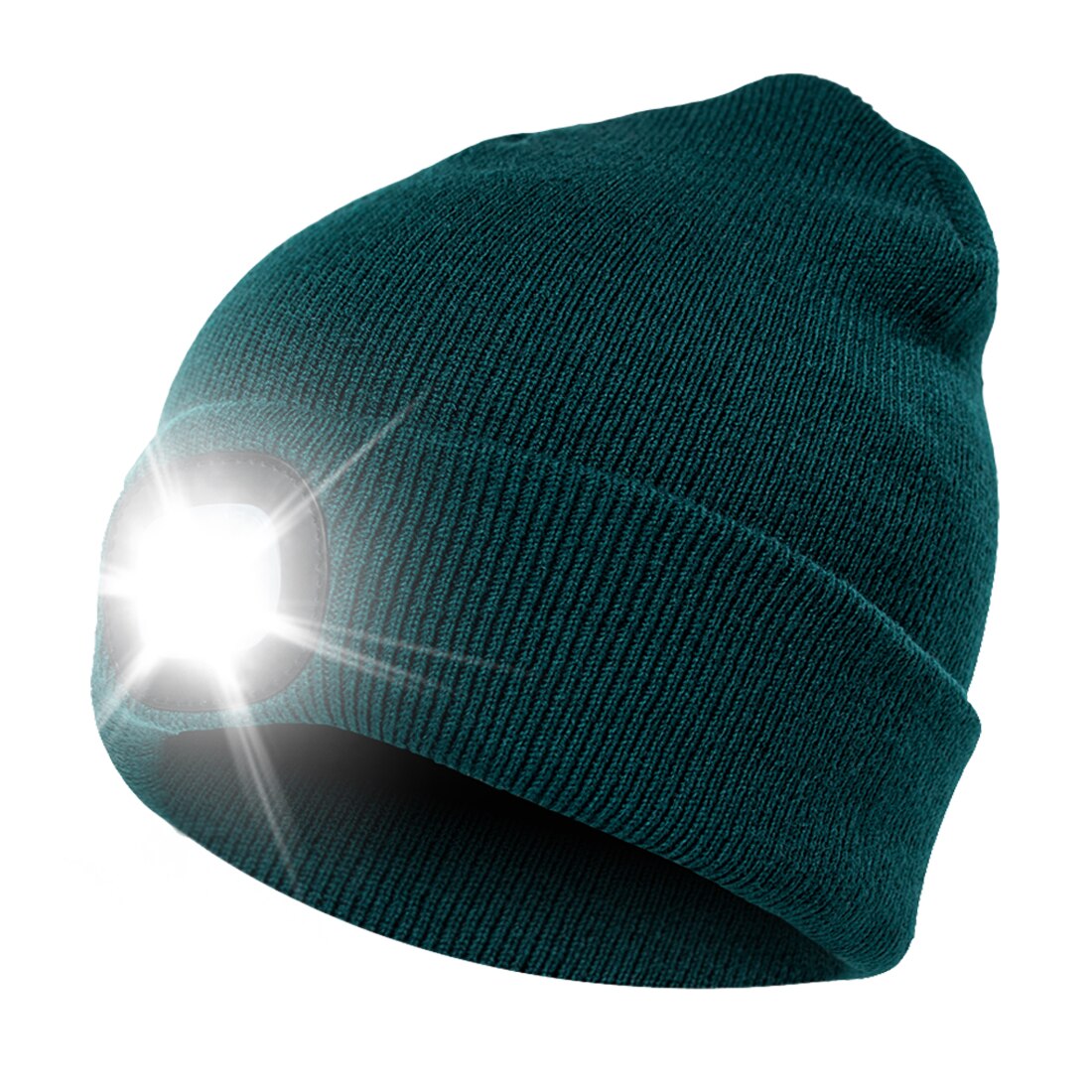 LED Light Headlights Skull Caps Unisex Button Battery LED Light Beanie Cap Winter Warmer Knit Caps Hat