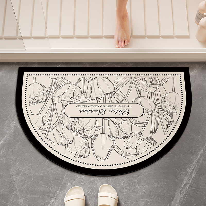 Japan imported muj Wuyin bathroom floor mat diatom mud water absorption quick drying leave-in non-slip household bathroom carpet: 45x70cm / Yellow