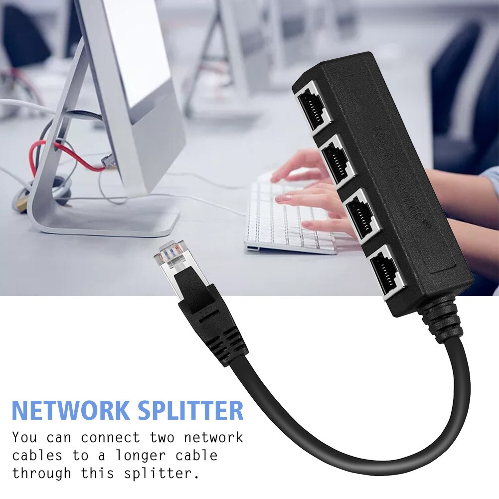 Easy Use Extension Cable Adapter Accessories Laptop Fast Network Splitter LAN Ethernet 1 Male To 4 Female Portable Plug