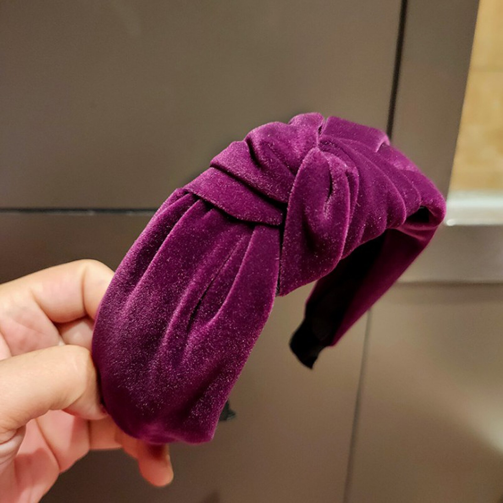 Proly kvinder hårbånd efterår vinter turban bred side blød gylden fløjl pandebånd til voksen solid klassisk hovedbeklædning