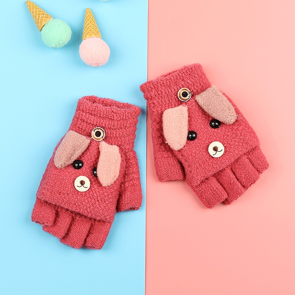 herbst Winter neue freundlicher Nette Fünf-Gefingert Samt Karikatur Warme Gestrickte Handschuhe Handschuhe gestrickte Winter handschuhe # O14