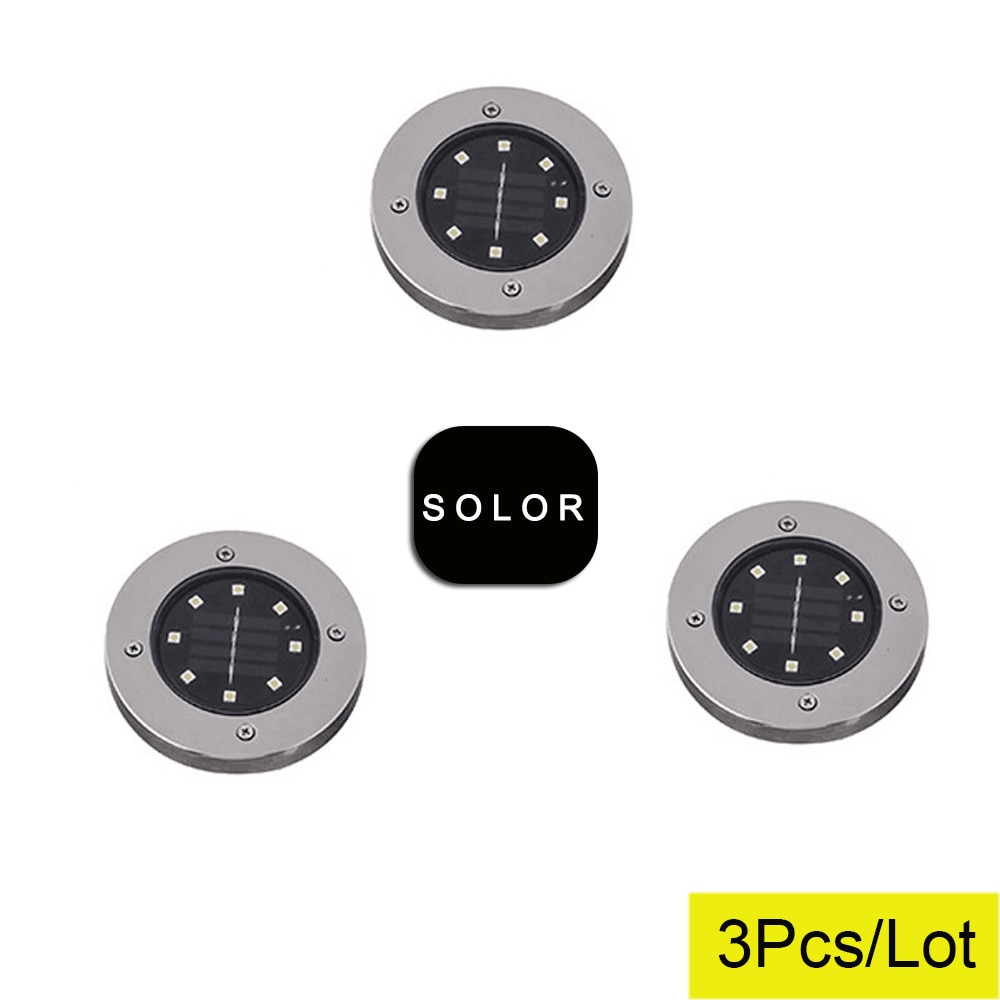 3 pçs luz solar ao ar livre à prova dwaterproof água 8 contas led solar luz de rua jardim enterrado lâmpada da escada subterrânea decking lampy solarne