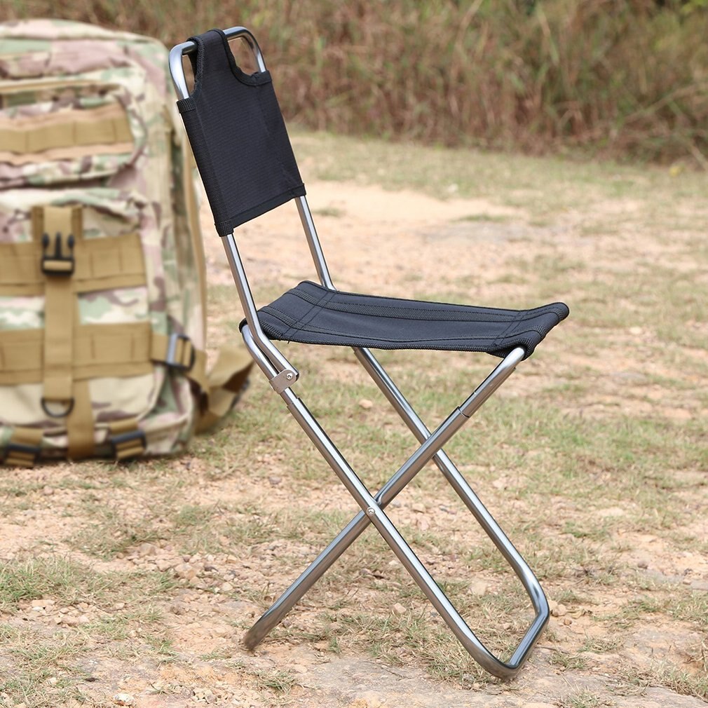 OUTAD, respaldo Ligero, portátil, plegable, silla de aluminio Oxford, asiento para Camping, pesca, con bolsa de transporte con cordón