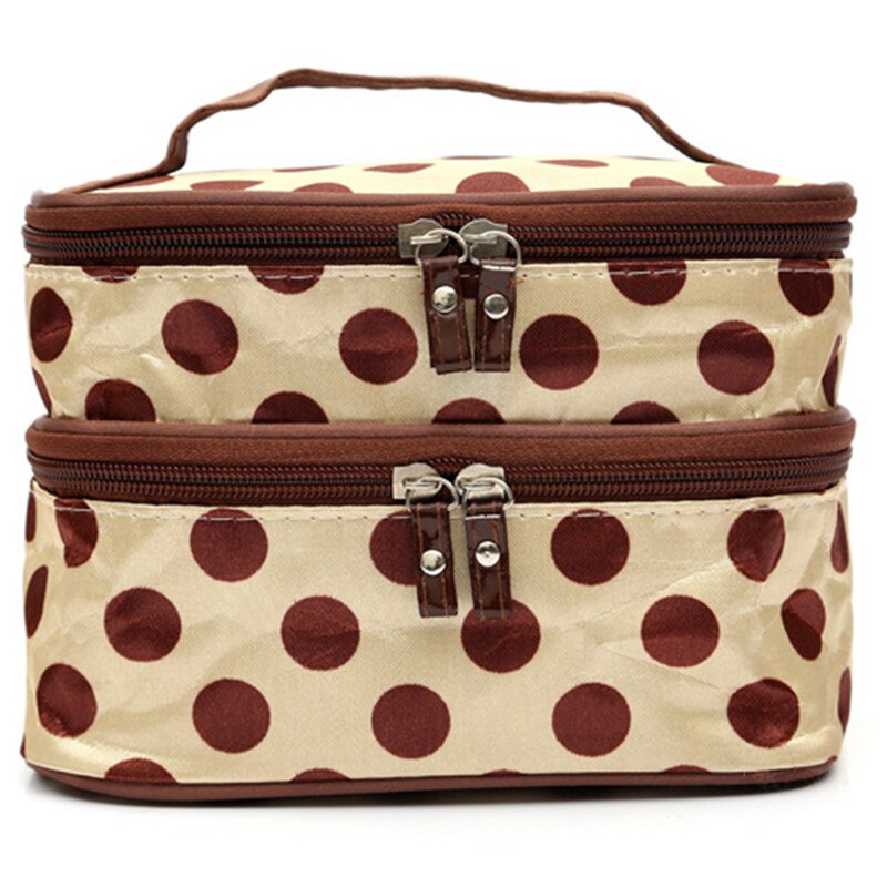 Travel Polka Dot Woman Cosmetic Bag Double Layers Storage Makeup Bag Large Capacity Practical Convenience Lady Makeup Bags