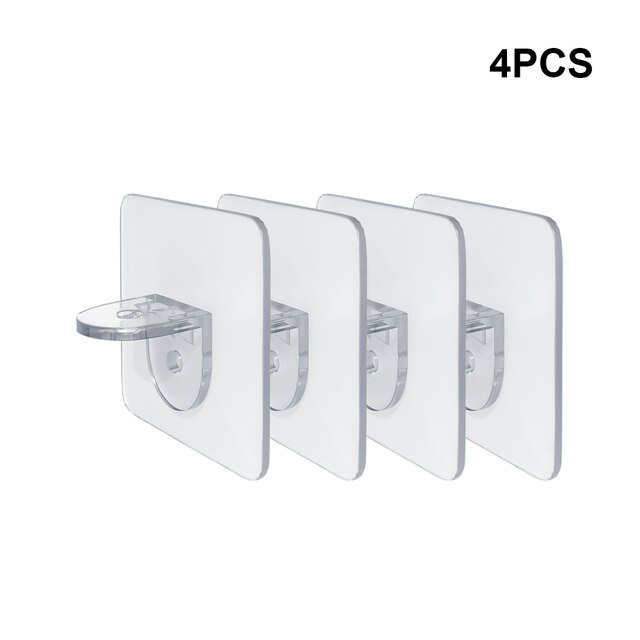 12Pcs Upgrade ABS Shelf Holder Plastic Shelf Support Clips Self Adhesive Pegs Closet Cabinet Shelf Bracket Home Storage Hooks: 4pcs