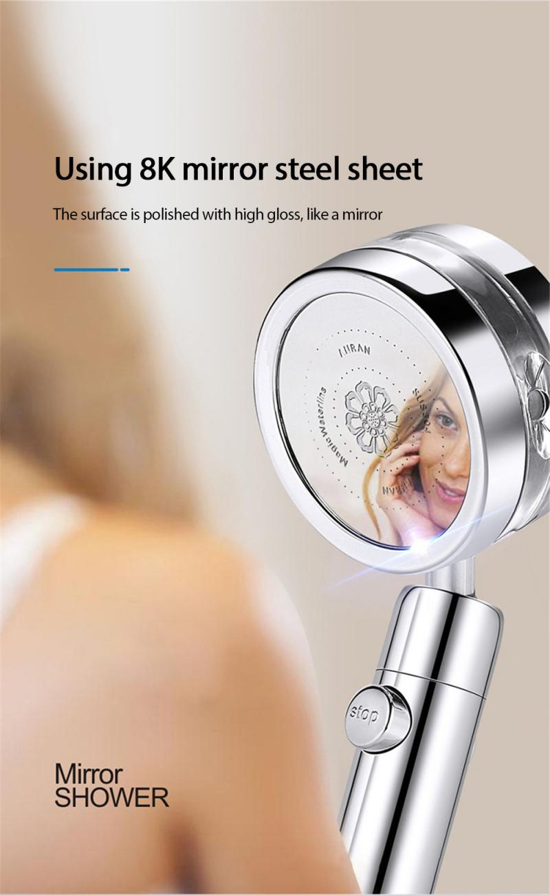 3 in 1 Turbocharged shower mirror magic small waist water shaking head shower bathroom material hardware accessories shower head