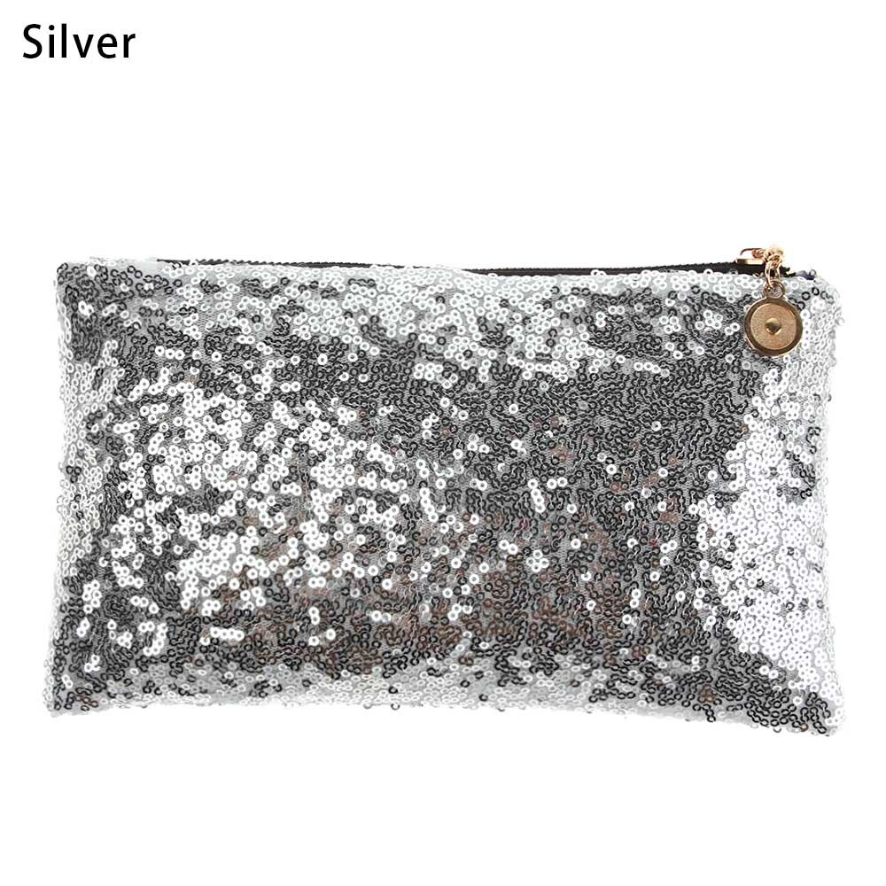 funkeln Pailletten Tasche Bilden Beutel Hand Kupplung Handtasche Abend Party Funkelnden Weiblichen Protable Bling Bankett Tote Geldbörse: Silber-