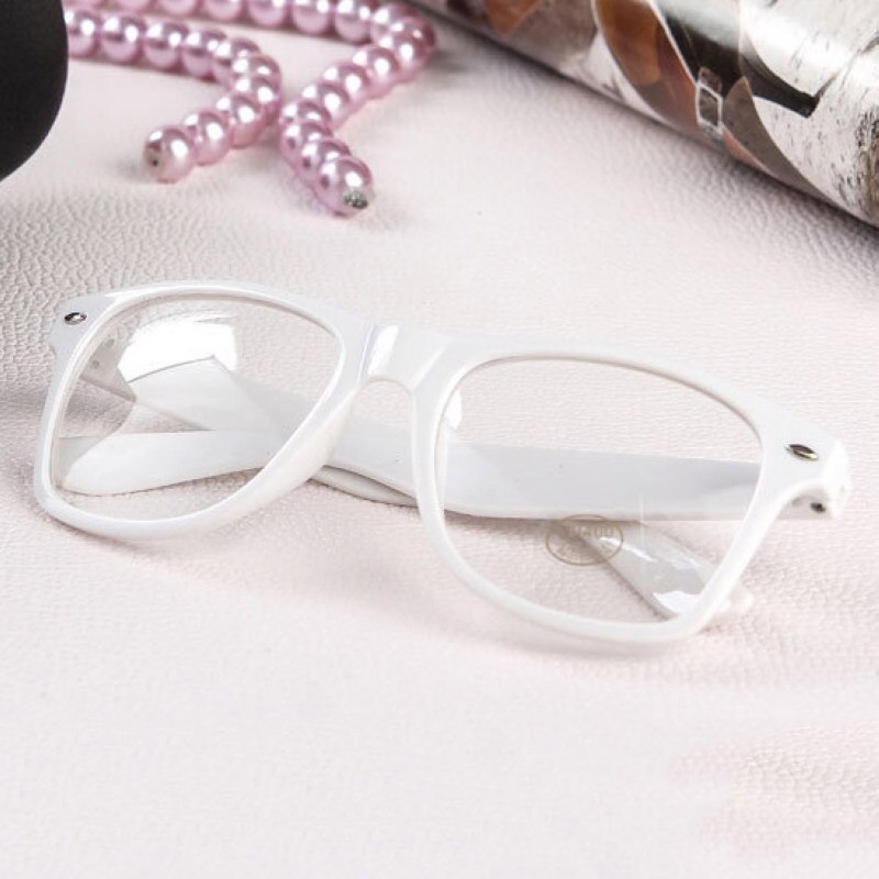 Occhiali da vista a specchio tinta unita occhiali da vista occhiali piatti trasparenti Len Geek Nerd occhiali Full Frame Eyewear 16 colori: white