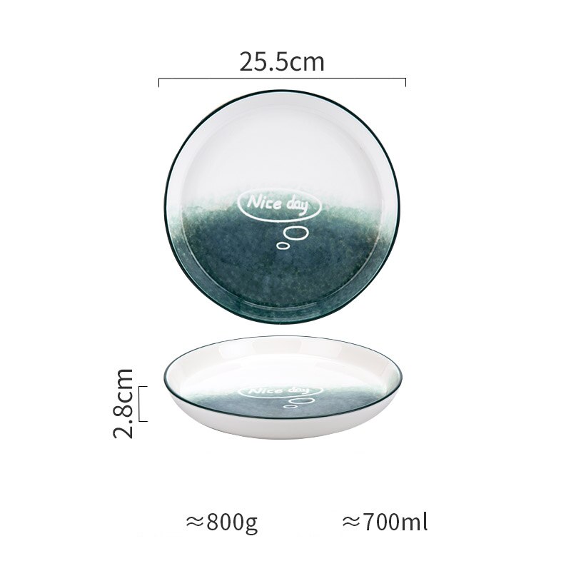 Timemore nordisk gradient porcelæn middagstallerken og fade skålsæt keramisk nudelsuppe salat biural skål oval fisketallerken: 10 tommer suppe plade