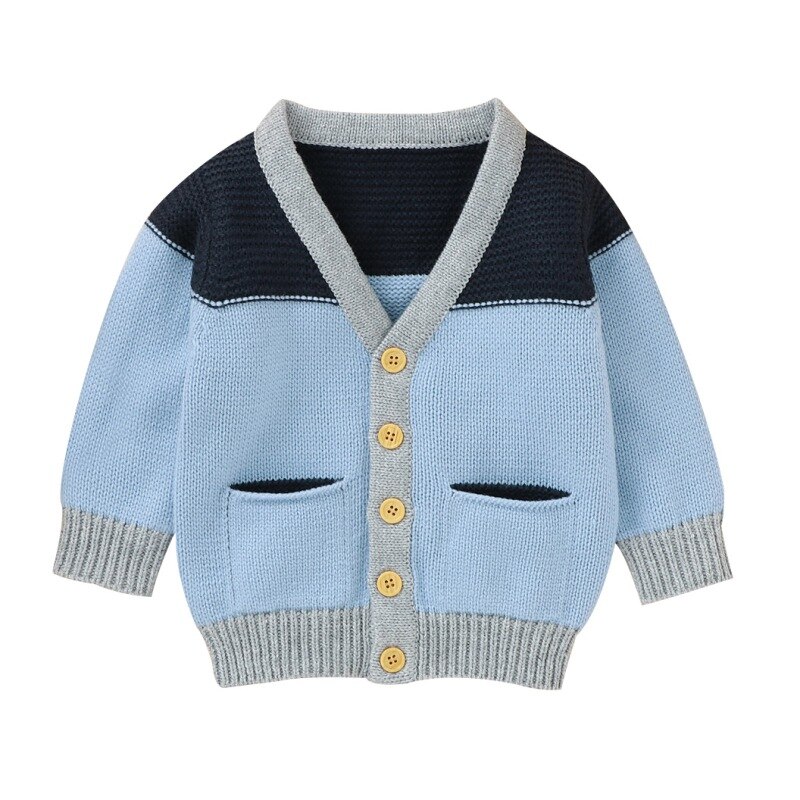 2020 Bambini di autunno Maglie E Maglioni Delle Ragazze Dei Ragazzi in Maglia di Cotone cardigan Dei Bambini Del bambino Del Blocchetto di colore Del cardigan Dei Bambini di Modo Outwear: 12-18M