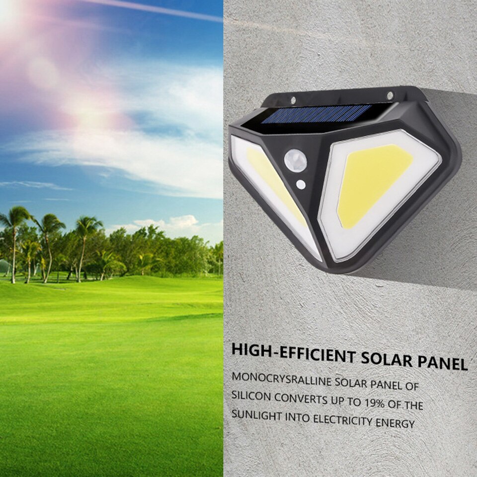 COB LED Solar Light Built in Battery Outdoor Wall Lamp Powered Sunlight Waterproof Motion Sensor Street Light Garden Decoration