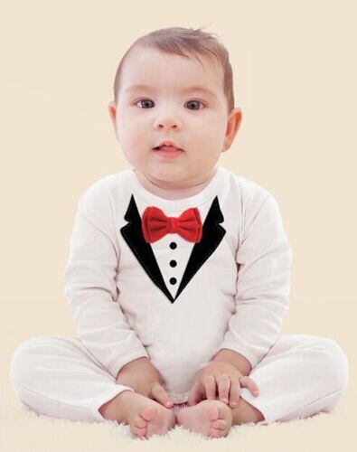 Boy Clothes USA Toddler Baby Boy Bow Tie Gentleman Jumpsuit Bodysuit Clothes Outfits: White / 3T