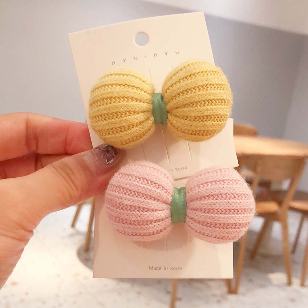 Horquilla de lana con lazo para niña, horquilla de tela coreana para bebé, pinza de pelo de punto, accesorios para el cabello para niño
