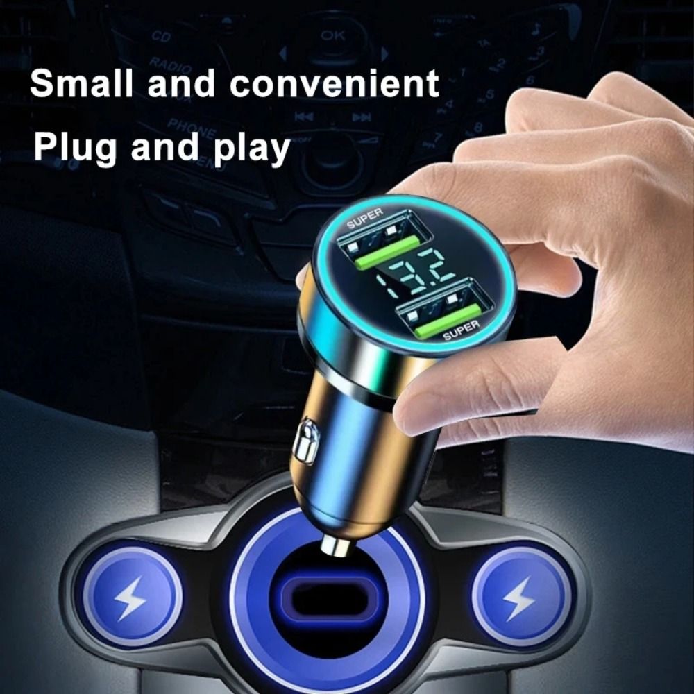 Cargador de teléfono para coche con puertos USB duales, adaptador tipo C de carga rápida de 240W para coche de 12-24v, no se puede apagar fácilmente