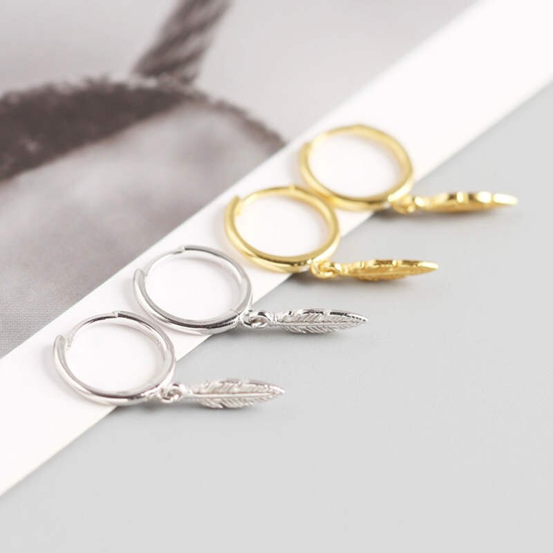 INZATT Real 925 Sterling Silve Minimalist Leaves Hoop Earrings For Women Party Plant Fine Jewelry Cute Accessories