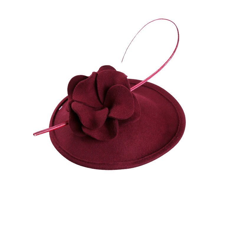 Fascinators for Weddings Red Burgundy Black Evening Hair Accessories Handmade Flower Headband Summer