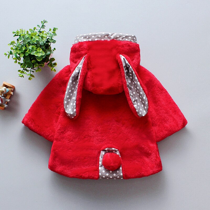 Babymeisjes herfst winter wollen cape jas schattige konijnenoren capuchon vleermuismouwen jassen peuter baby bovenkleding