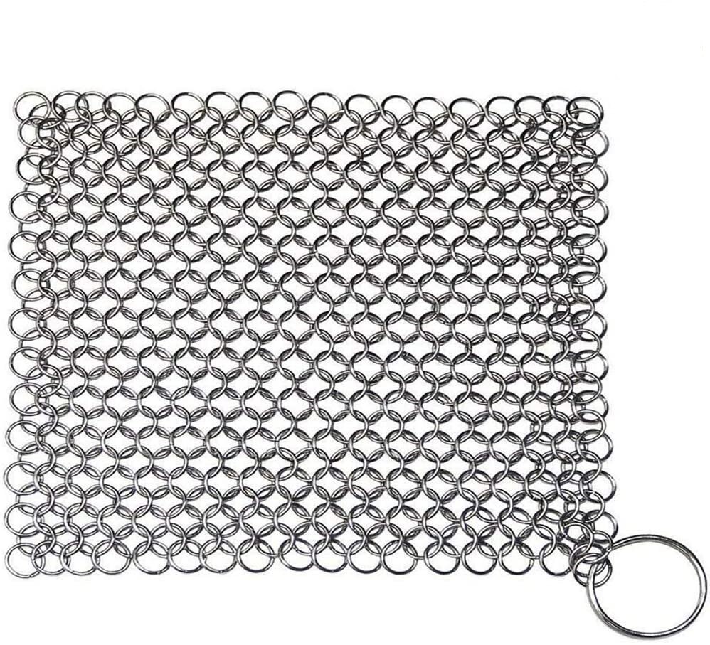 8 "X 6" Roestvrij Staal Gietijzer Cleaner 316L Chainmail Scrubber Voor Gietijzeren Pan Pre-Gekruid pan Nederlandse Ovens Wafelijzer Pannen: Default Title