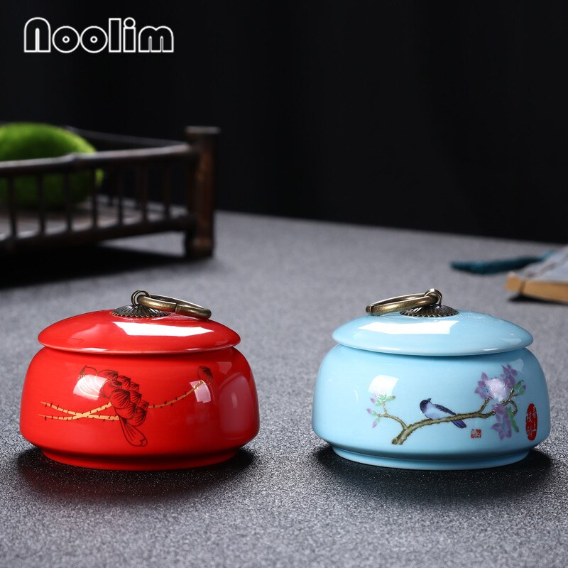 Portable Travel Ceramic Sealed Pot Small Storage Box Household Tea Caddy Canister with Lid Kitchen Spice Jar