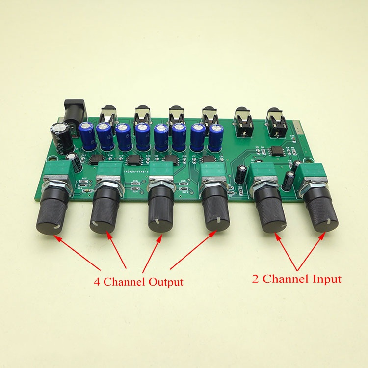 2 Input 4 output Stereo Audio Mixer Distributor Signal Selector switcher 3.5MM Individually Controls Headphones Amplifier AU-204