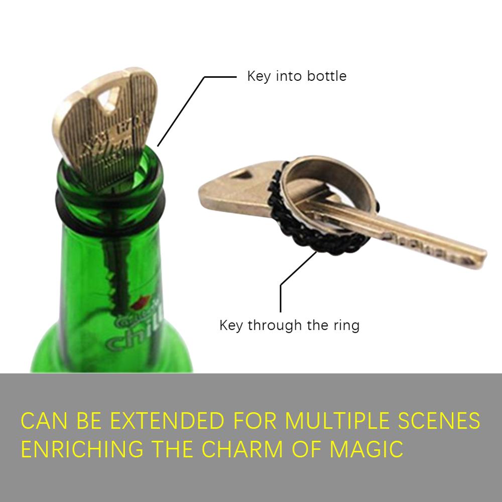 2 Pcs Magic Trick Toy Folding Key Thru Bottle Or Ring Penetration Magic Crossing Show Props Magic Joke Toy Decompression toy