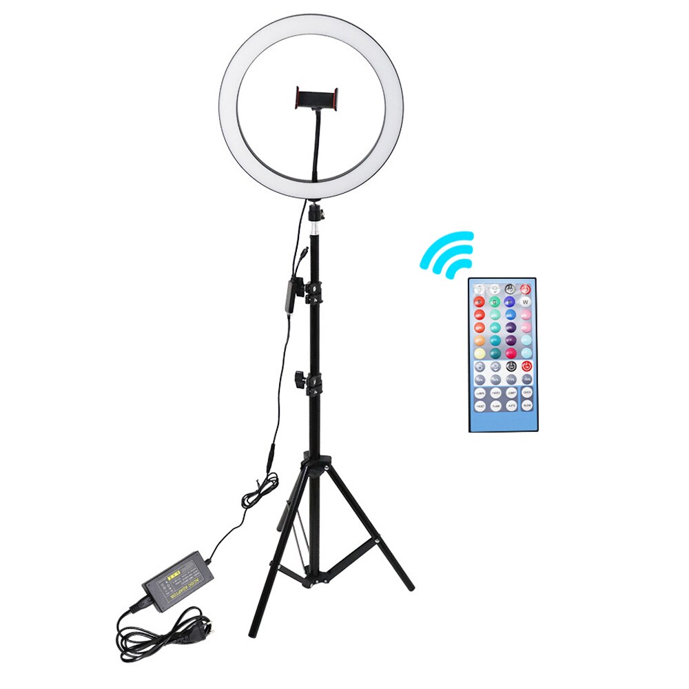 12 polegada/30cm rgb anel luz fotografia lâmpada beleza luz pode ser escurecido colorido luz com suporte do telefone ballhead controle remoto