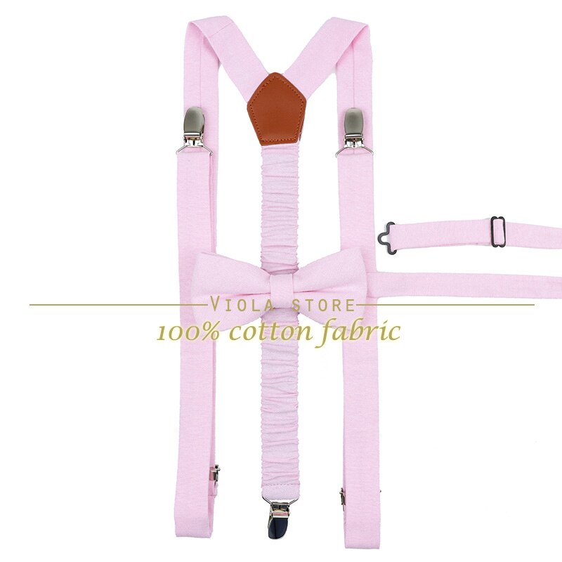 Peach Blue Lavender Solid Cotton 2.5cm Suspender Bowtie Sets Men Butterfly Braces Adjustable Straps Pants Wedding Accessory: No.05