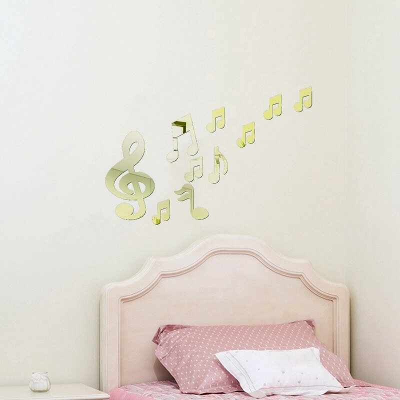 3D Musical Notes Acrylic Mirrors Wall Stickers Home Decor Living Room Decoration Wall Decoration Art DIY Sticker Decals