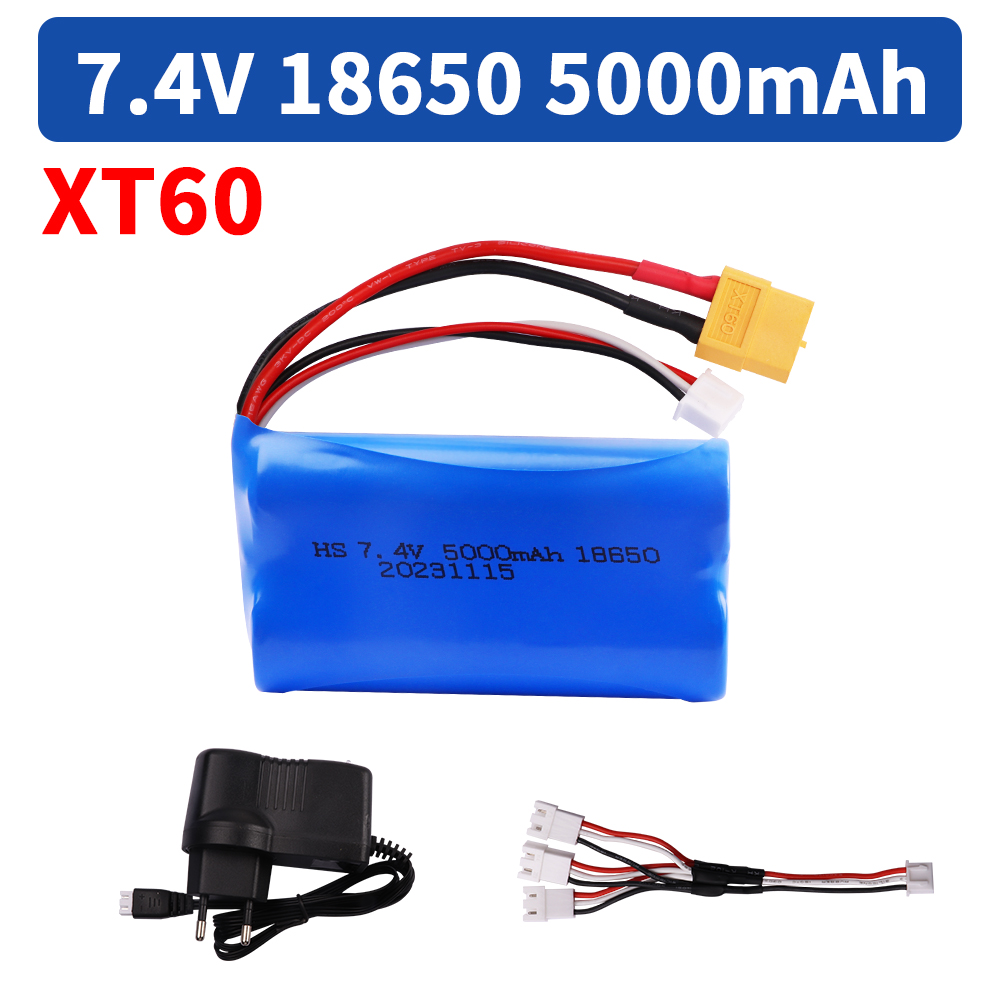 Batería Para Henglong 3818 3819 3838 3839 3889 3898 3899 3908 3918 3938 3939 1/16 7,4 5000 tanque RC V mAh batería de iones de litio con enchufe XT60: YELLOW
