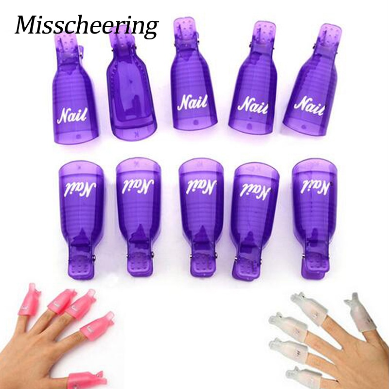 10 Stks/pak Professionele Herbruikbare Nail Art Losweken Cap Clip Uv Gel Polish Remover Wrap Accessoires Diy Manicure Care gereedschap