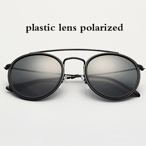 3647 Round double bridge sunglasses polarized men women 51mm mirror gradient glass lens TAC glasses sol gafas occhiali UV400: black P