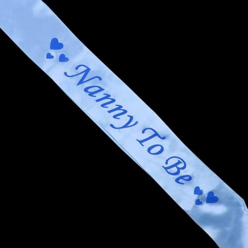 Baby Shower Sash Party Decoration Mom To Be/Grandma/Auntie/Nanny/Big Sister Sash Satin With Glitter Baby Shower Party Supplies: Blue Nanny To Be