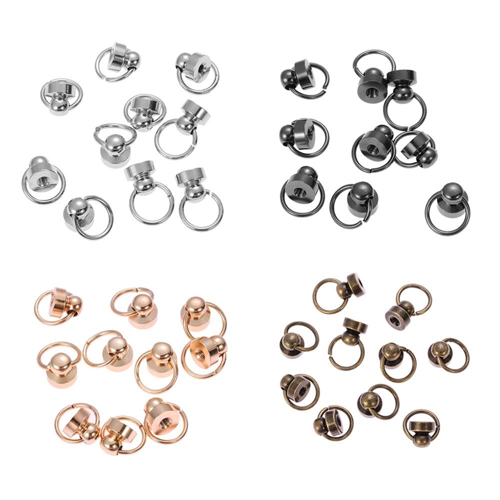 10 piezas de remache giratorio, botón de Metal, cabeza de anillo redondo, tornillo trasero, artesanía de cuero, remache de clavos de latón