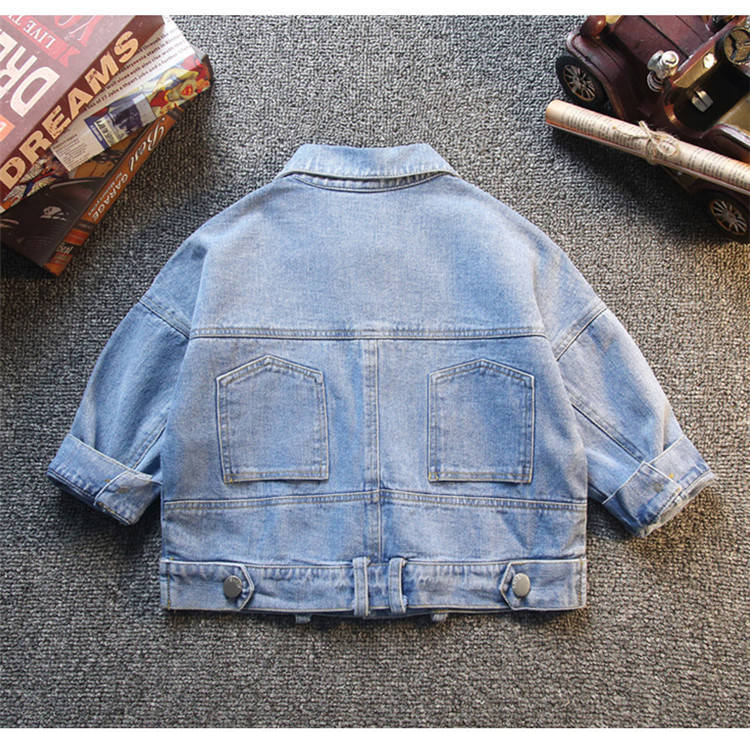 Baby Jungen Denim Jacken Frühling Herbst Neue freundlicher Koreanisch Feste Mäntel Revers Taschen lässig Jacken für Jungen freundlicher Kleidung: 4T