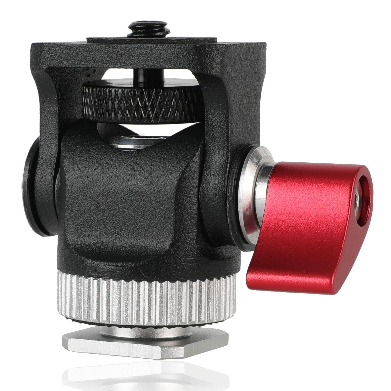 Field Monitor Mount on-Camera Microphone Bracket Stand LED Light Holder Base Adjustable Angle Tilt 175° Swivel 360° w/ Shoe