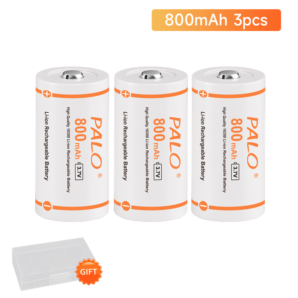 PALO CR123A Batteria 800mAh 3.7V Li-ione Ricaricabile RCR123 16340 Batterie per Torcia A portato 16340 16350 CR123A Batteria: bianca