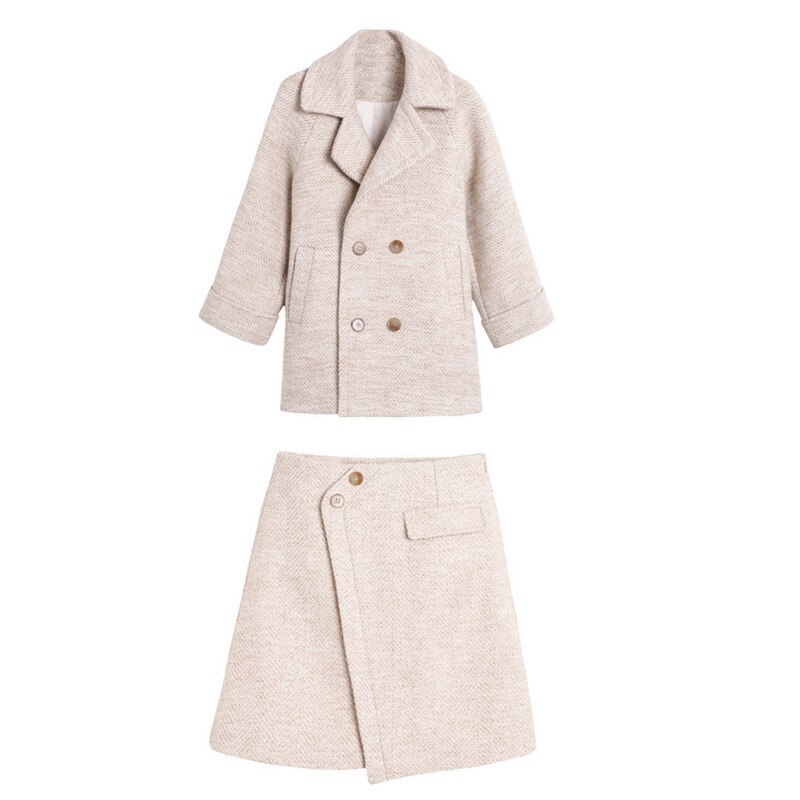 Dames Kleine Geur Pak Vrouwen Herfst En Winter Jas Jas Vrouwen Mid-Lengte Visgraat Wollen rok