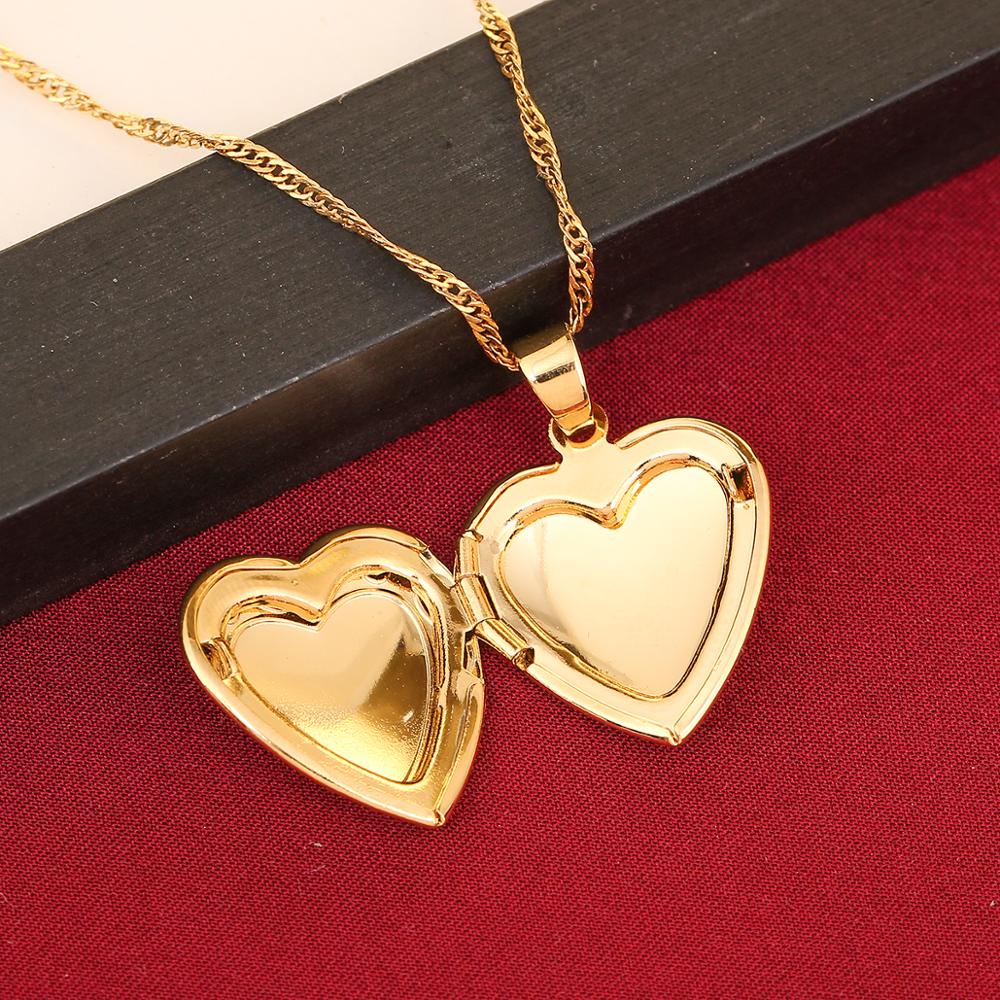 Regalo di san Valentino Del Cuore Del Pendente Del medaglione Della Collana 24K Oro di colore fantasia Romantica Dei Monili Del Cuore per Le Donne