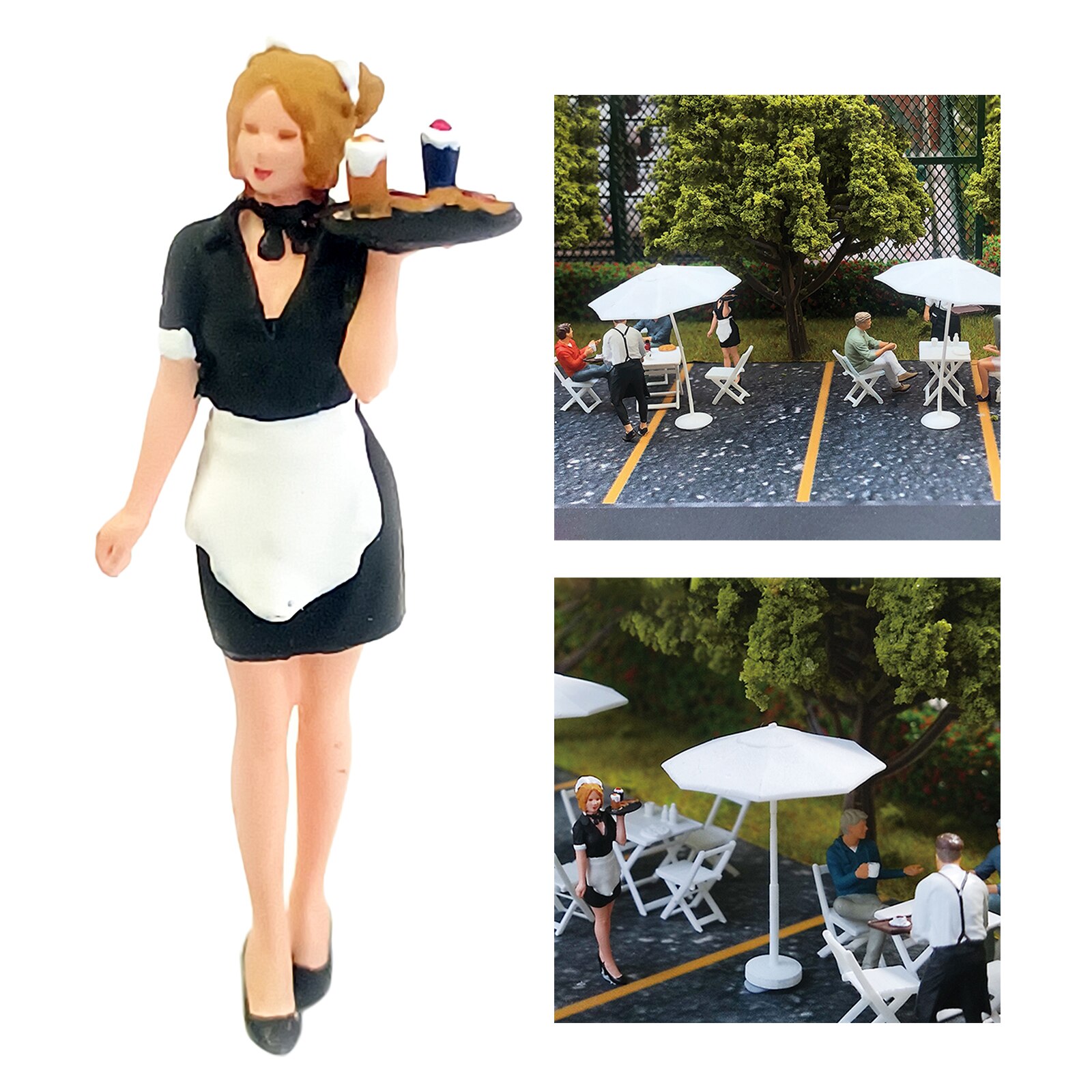 RM 1/64 Painted Mini Figure Waiter Waitress Manger Doll Miniature Street Scene Train Railway DIY Model Building Kits Diorama