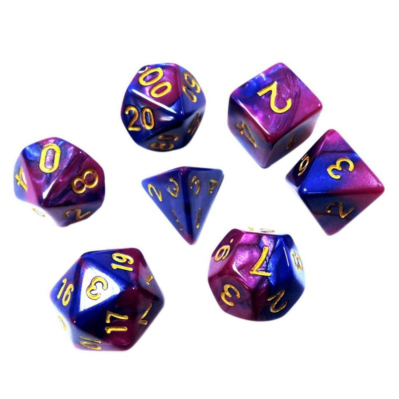 7 stücke Blau-lila Acryl Polyhedral Sterben Rolle Spielen Phantom Tisch Würfel Set