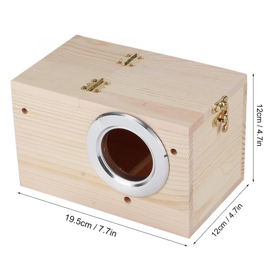 Casa de madera para aves de 12x12x19,5 cm, caja de cría de mascotas, casa de cría de aves de exterior, nido, decoración de cría de loros