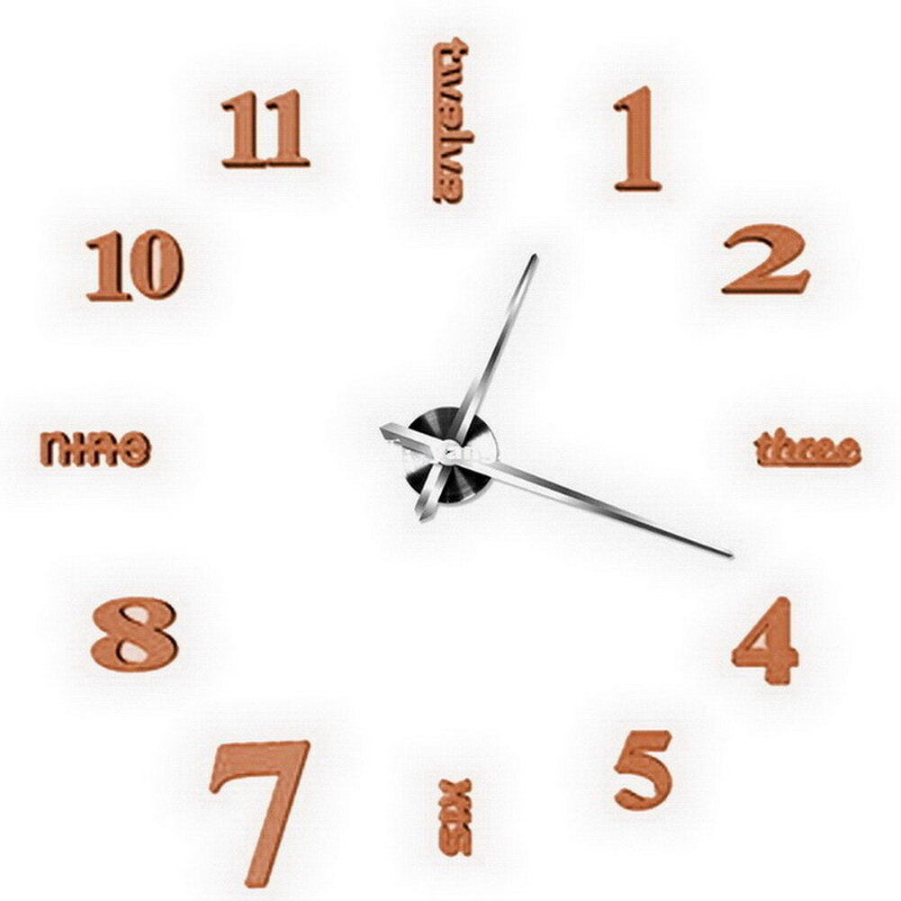 3d spiegel stille klok diy digitale klok woonkamer slaapkamer decoratie  tp899: Thee zilveren naald