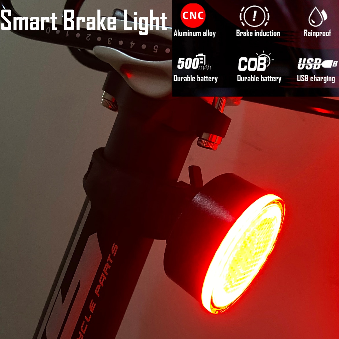 Fiets Achterlicht Fiets Achter Fiets Licht Led Smart Auto Brake Sensing Light Usb Oplaadbare Waterdichte Waarschuwing Fietsen