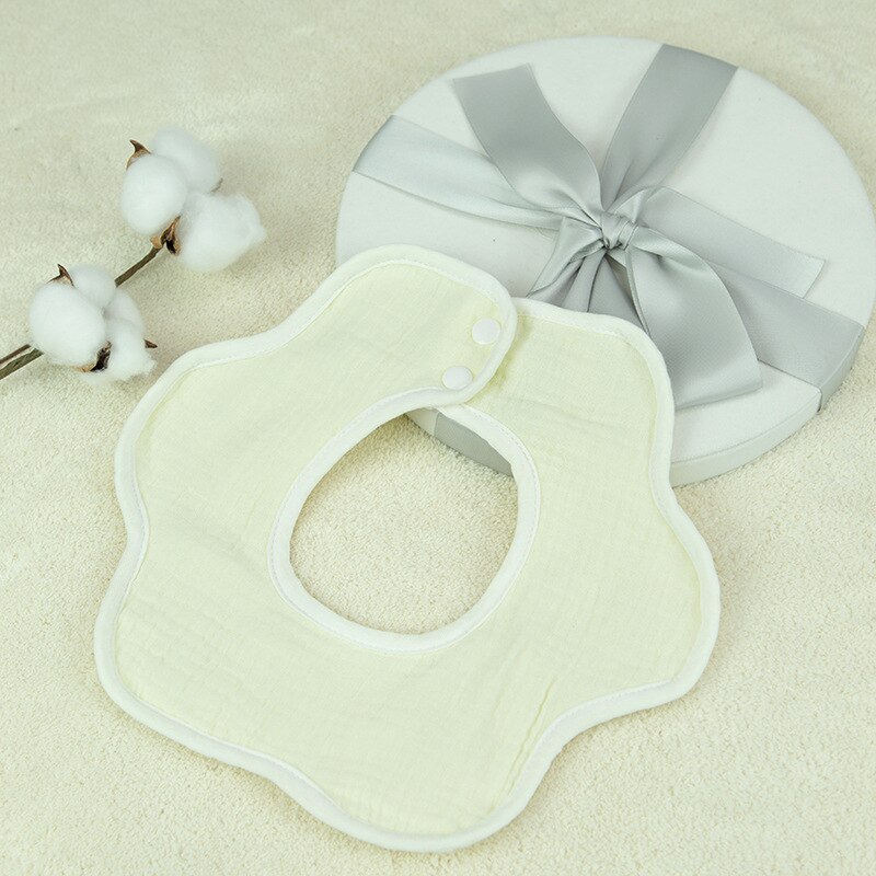 4PCS Six-layer Cotton Gauze Baby Feeding Bibs 360 Degree Rotating Crepe Petal Bib Kids Saliva Towel Scarf: YELLOW
