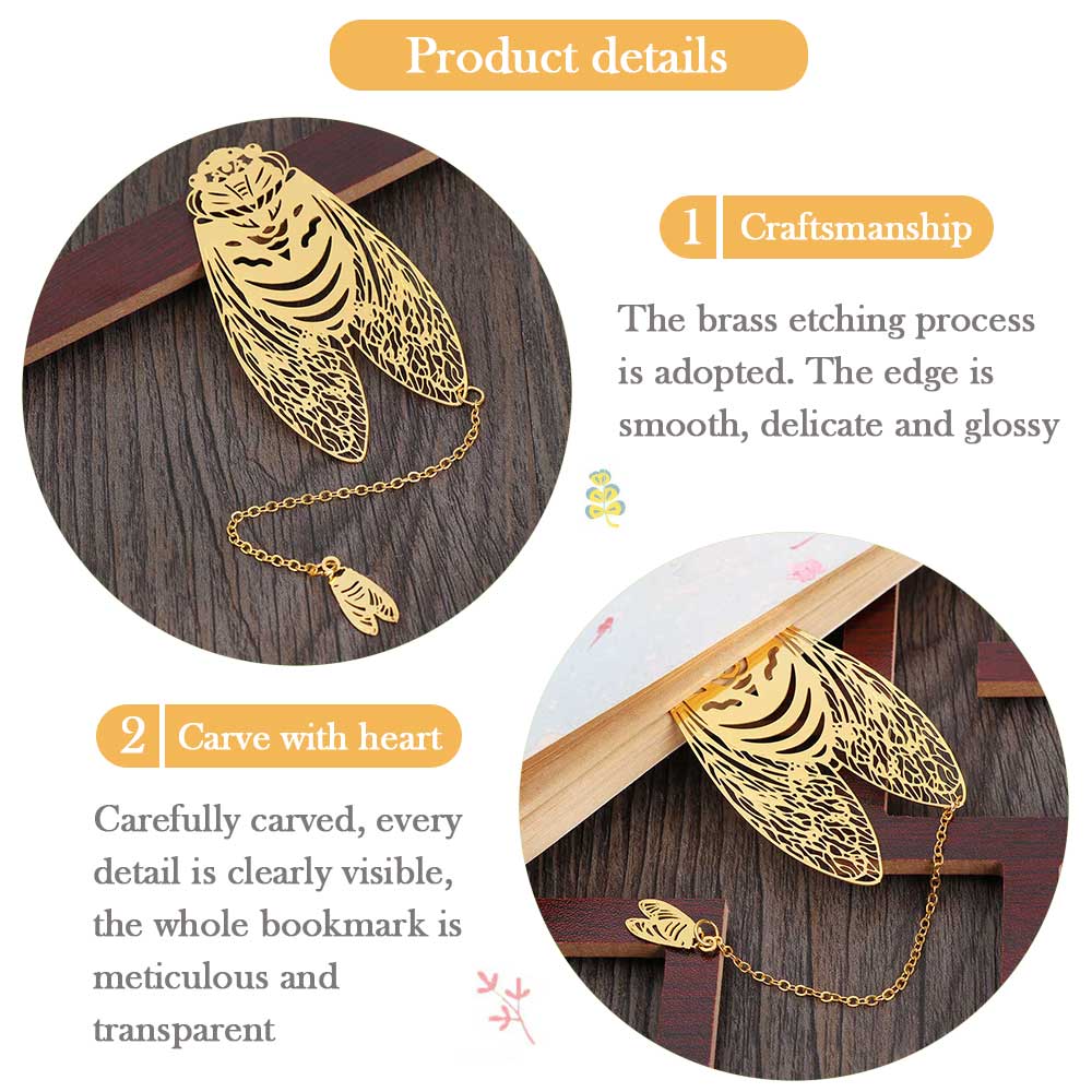 Retro Chinese Style Hollow Gold Metal Bookmark Maple Leaf Vein Fringed Pendant Apricot Leaf Bookmark Stationery