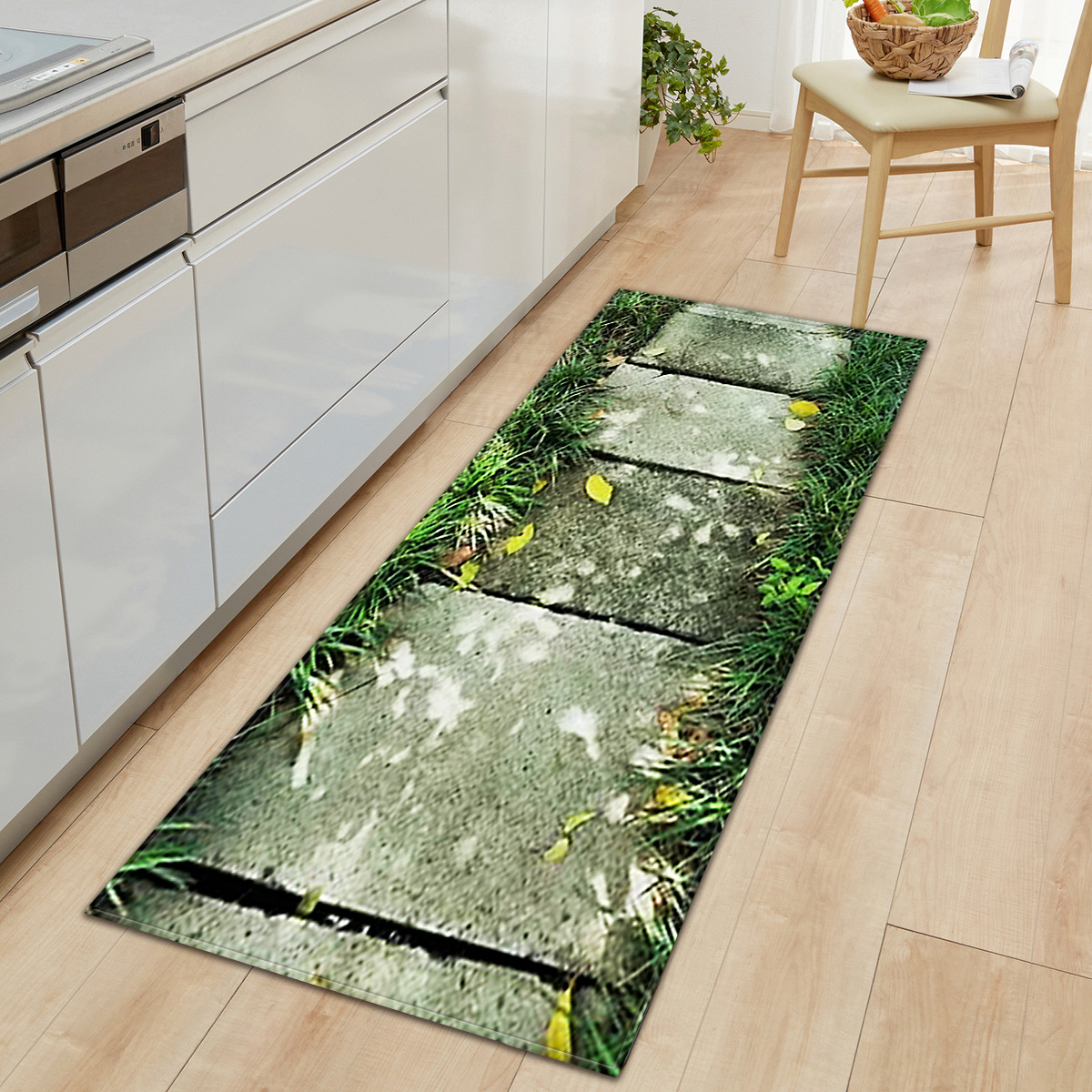 Bamboo Pattern Kitchen Rug Bedroom Livingroom Hallway Floor Carpet Bathroom Rug Home Anti-slip Entrance Doormat Bedside Mat: 60X180CM / ZZ4