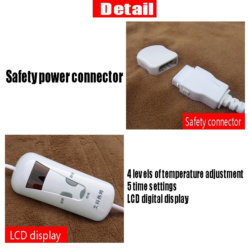 Plush Heating Electric Blanket With Automatic Switch-Off Blanket Timer Function 4Temperature Levels EU Plug